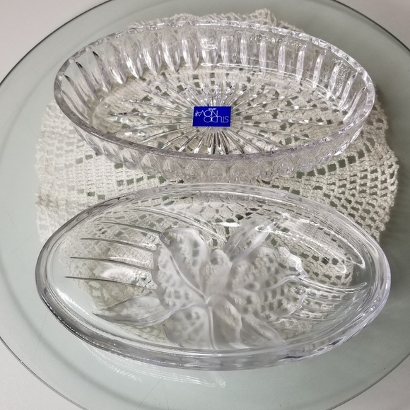Mikasa Studio Nova Oval Frosted‎ Iris Cyrstal Lid Trinket Dish Candy Trea… - Picture 4 of 12